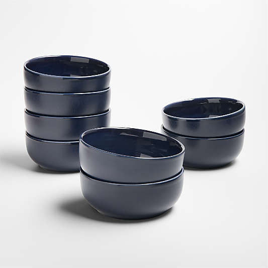 Hudson Navy Blue Stoneware Cereal Bowls, Set of 8