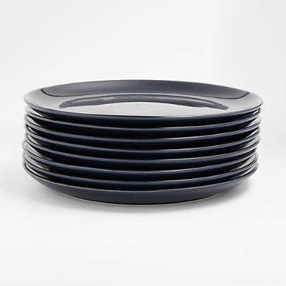 Hudson Navy Blue Stoneware Dinner Plates, Set of 8