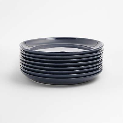 Hudson Navy Blue Stoneware Salad Plates, Set of 8