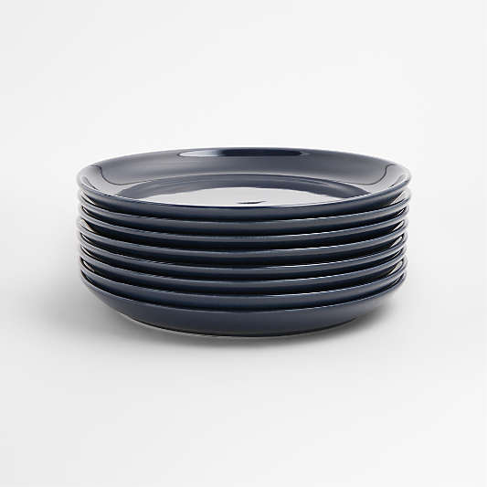 Hudson Navy Blue Stoneware Salad Plates, Set of 8