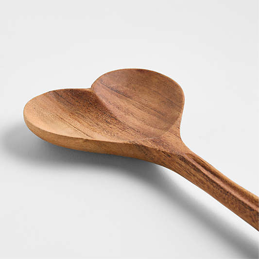 Heart Acacia Wood Mixing Spoon, Set of 2