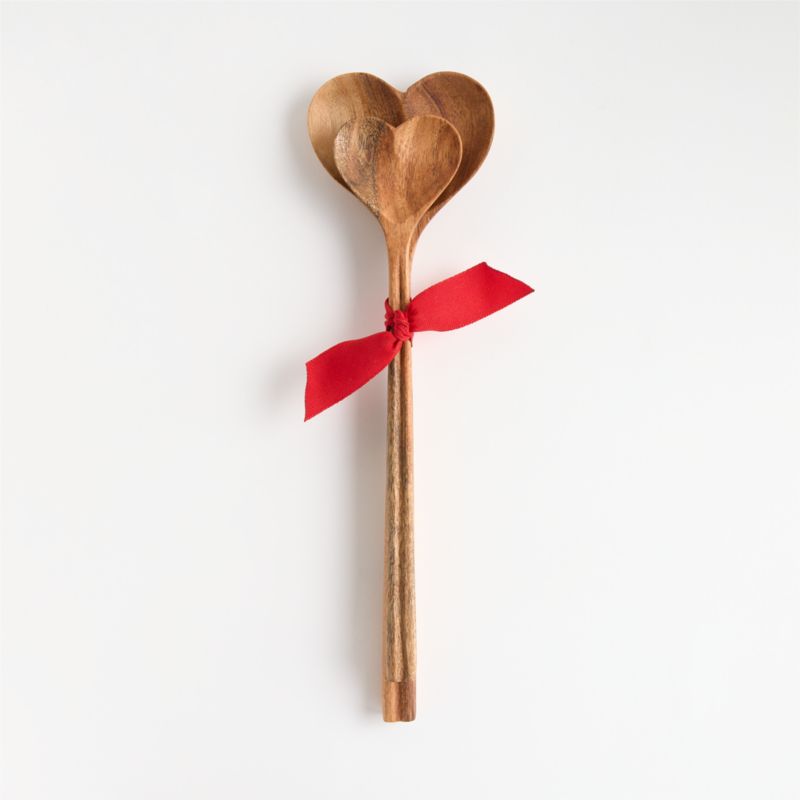 Heart Print White Silicone and Wood Mini Spatulas, Set of 2 - image 2 of 4