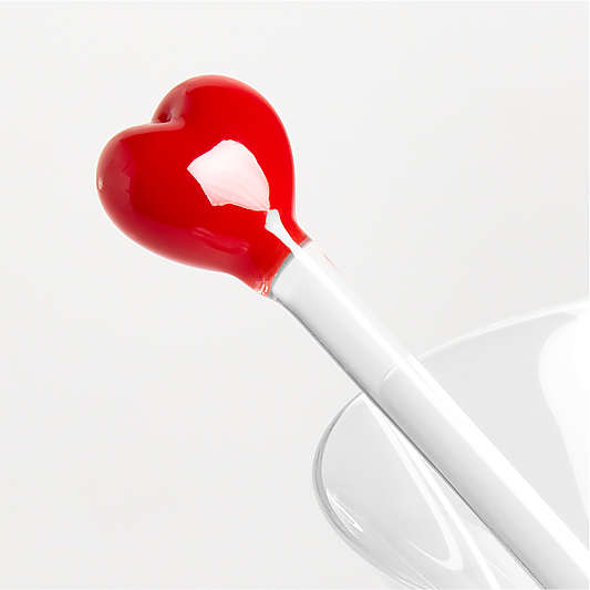 Heart Icon Glass Martini Picks, Set of 6