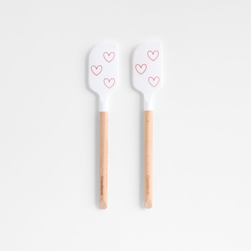 Heart Print White Silicone and Wood Mini Spatulas, Set of 2 - image 0 of 4