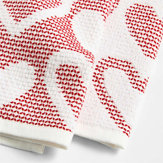 Heart Textured Terry Organic Cotton Kitchen Towels, Set of 2