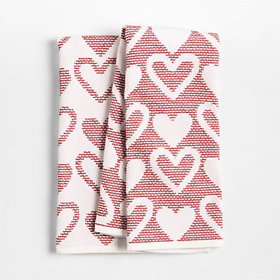 View Heart Textured Terry Organic Cotton Kitchen Towels, Set of 2 details