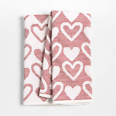 Heart Textured Terry Organic Cotton Kitchen Towels, Set of 2