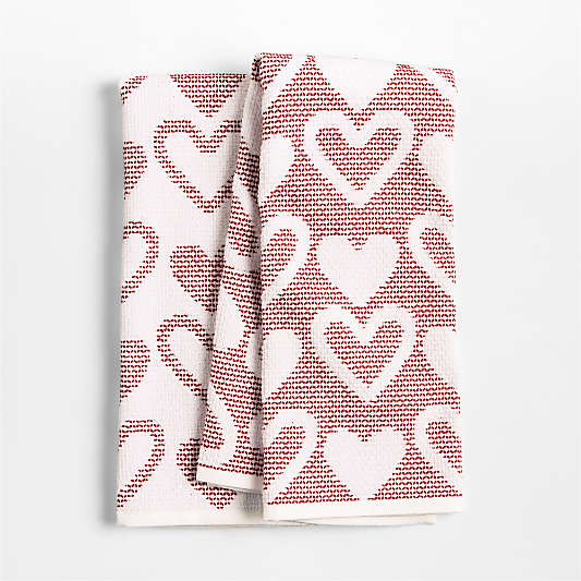Heart Textured Terry Organic Cotton Kitchen Towels, Set of 2