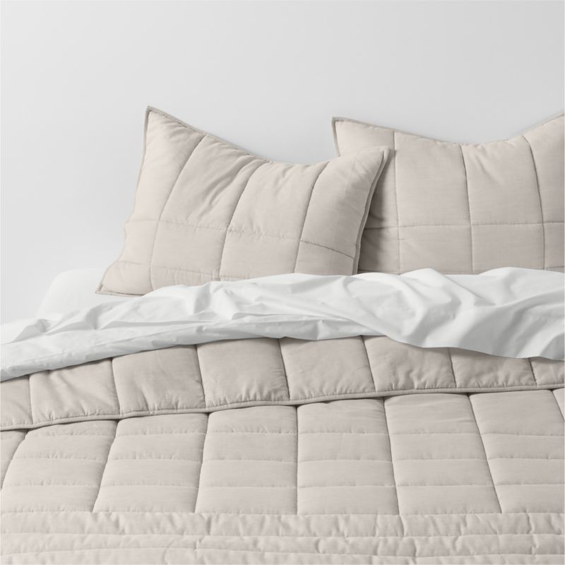 Organic Cotton Heathered Grey Grid Twin/Twin XL Comforter