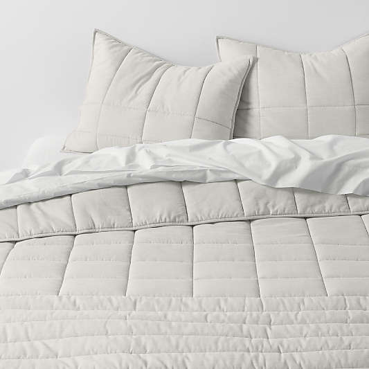 Organic Cotton Heathered Grey Grid Full/Queen Comforter