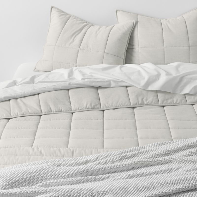 Organic Cotton Heathered Grey Grid Full/Queen Comforter - image 2 of 6