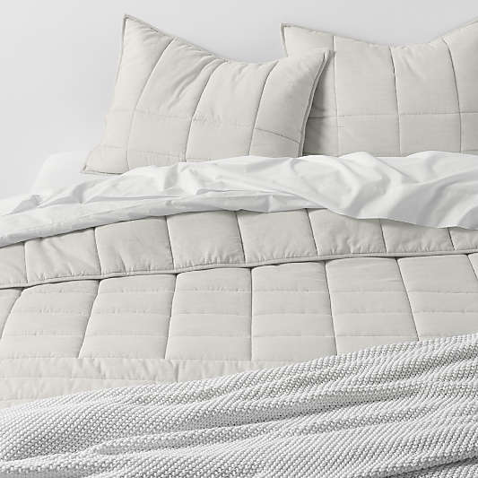 Organic Cotton Heathered Grey Grid Standard Bed Pillow Sham