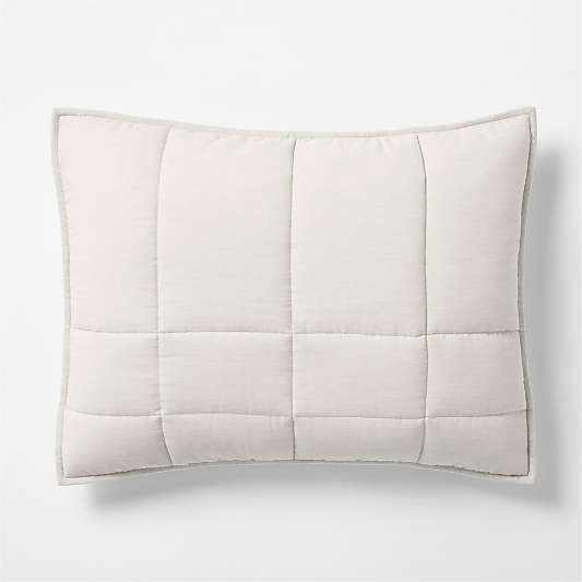 Organic Cotton Heathered Grey Grid Standard Bed Pillow Sham