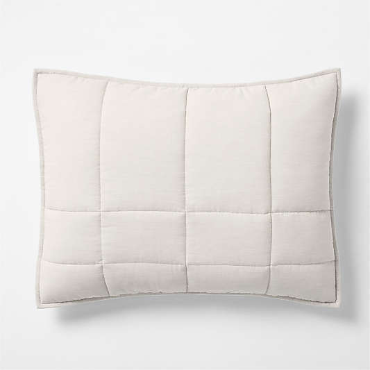 Organic Cotton Heathered Grey Grid Bed Pillow Sham