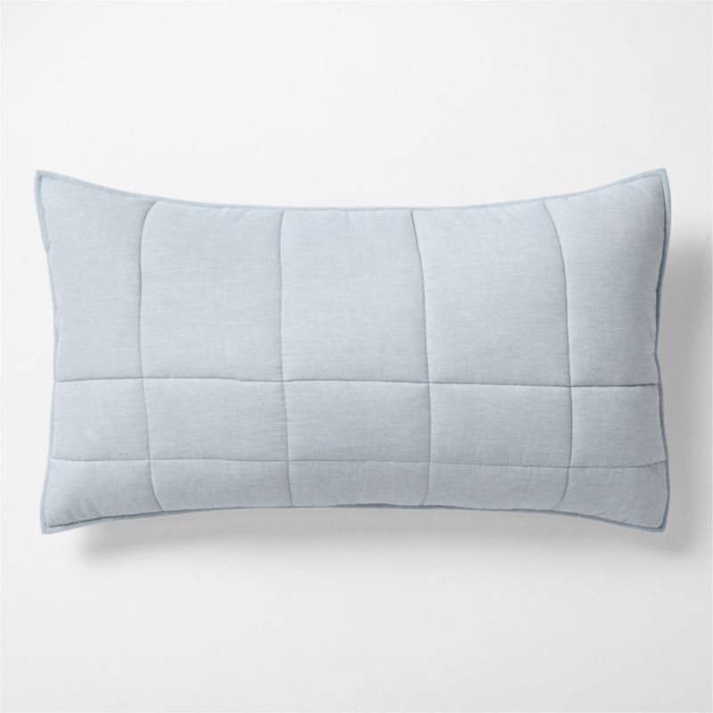 Viewing product image Organic Cotton Heathered Mist Blue Grid King Bed Pillow Sham - image 1 of 7