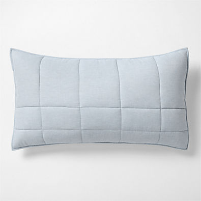 View Organic Cotton Heathered Mist Blue Grid King Bed Pillow Sham details