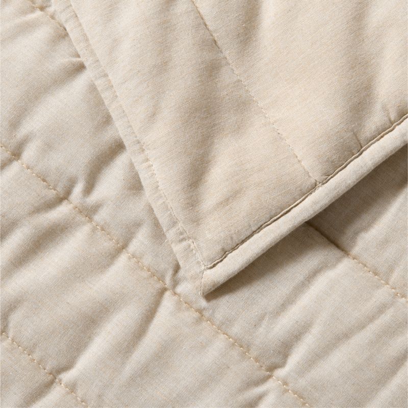 Organic Cotton Heathered Sand Beige Grid Full/Queen Comforter - image 4 of 7