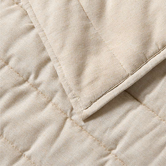 Organic Cotton Heathered Sand Beige Grid Standard Bed Pillow Sham