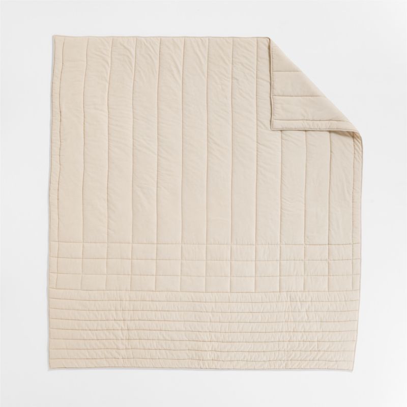 Organic Cotton Heathered Sand Beige Grid Full/Queen Comforter - image 7 of 7