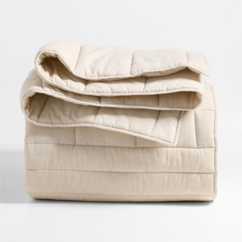 Organic Cotton Heathered Sand Beige Grid Full/Queen Comforter - image 5 of 7