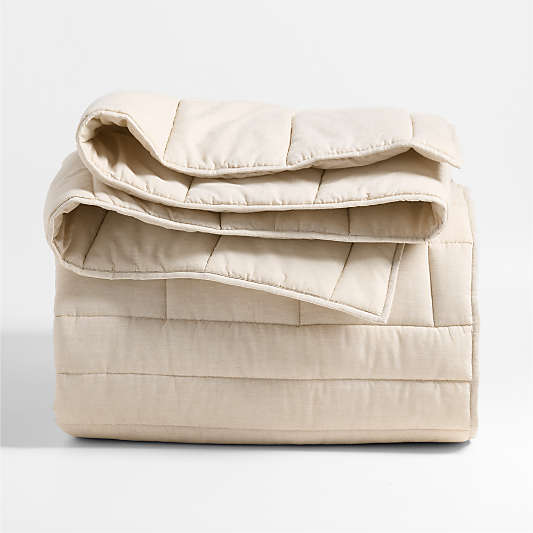 Organic Cotton Heathered Sand Beige Grid Full/Queen Comforter