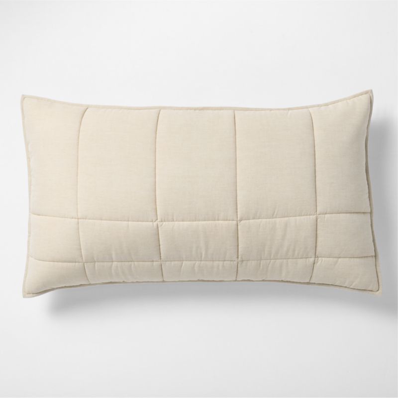 Viewing product image Organic Cotton Heathered Sand Beige Grid King Bed Pillow Sham - image 1 of 5