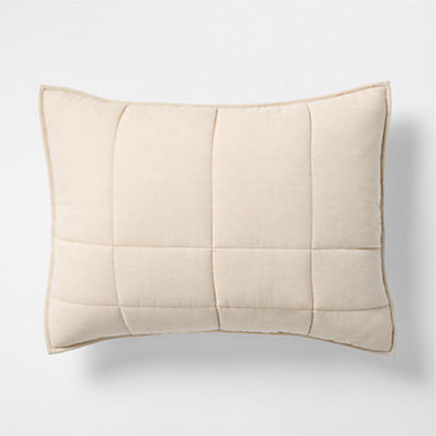 View Organic Cotton Heathered Sand Beige Grid Standard Bed Pillow Sham details