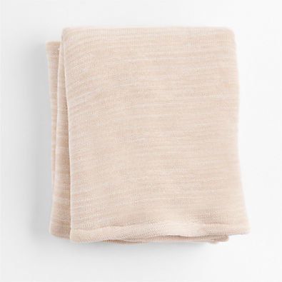 View Heathered Stone Tan Striped Sherpa Baby Stroller Blanket details