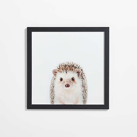 Baby Hedgehog Black Wood Framed Wall Art Print