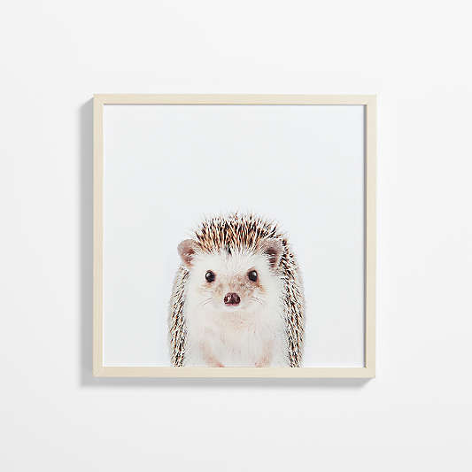 Baby Hedgehog Maple Wood Framed Wall Art Print