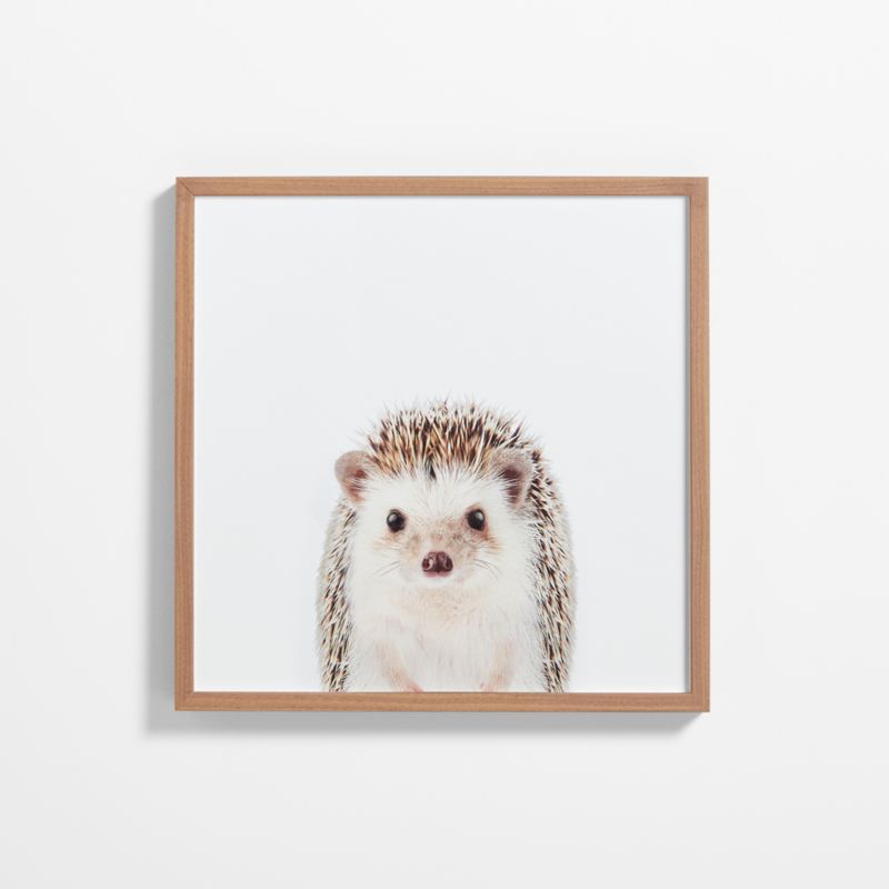 Baby Hedgehog Walnut Wood Framed Wall Art Print - image 0 of 7