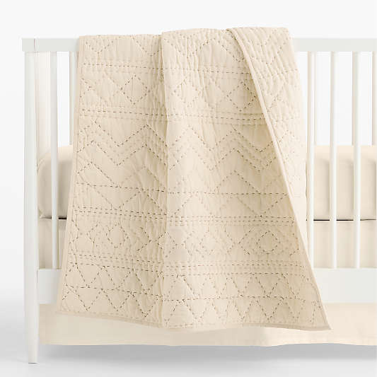 Heirloom Stitched Undyed 100% Organic Cotton Baby Crib Quilt