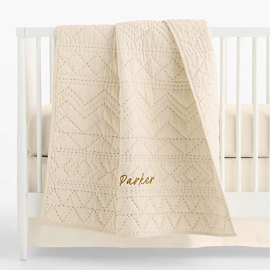 Heirloom Stitched Undyed 100% Organic Cotton Baby Crib Quilt