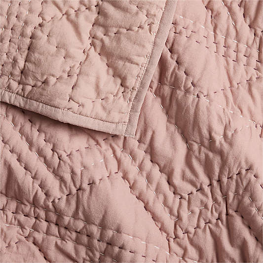 Heirloom Stitched Violet Rose 100% Organic Cotton Baby Crib Quilt