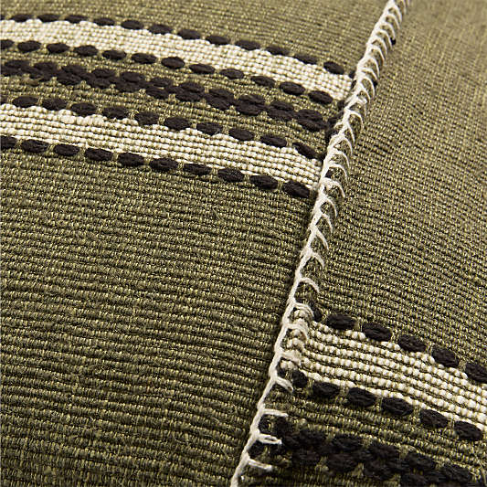 Helena Blanket Stitch 20"x20" Burnt Green Throw Pillow with Down-Alternative Insert