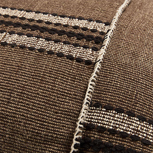 Helena Blanket Stitch 20"x20" Deep Brown Throw Pillow with Feather Insert