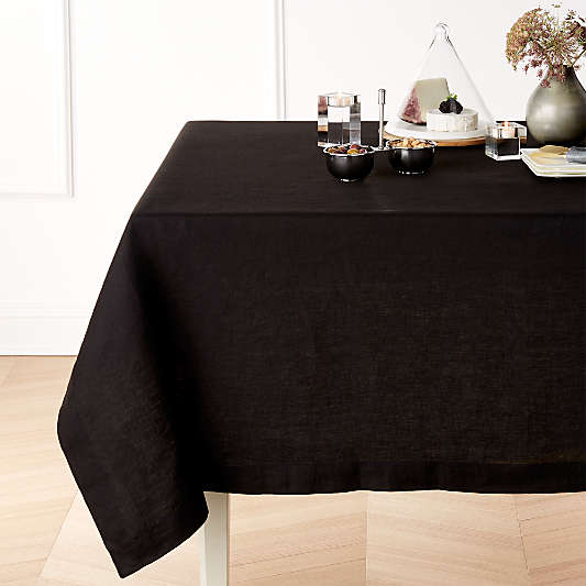 Helena Black Linen 60"x120" Tablecloth