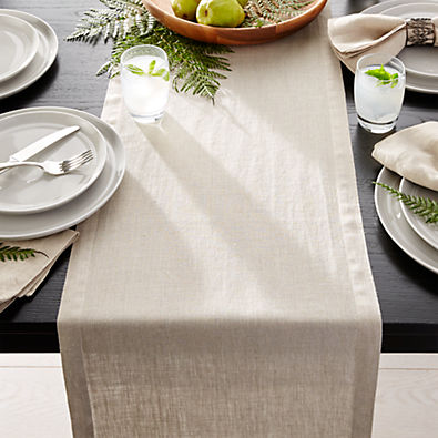 View Marin Warm Natural Linen Table Runner 90" details