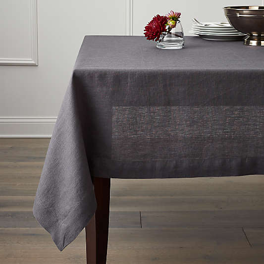 Marin Storm Grey Linen Tablecloth 60"x90"