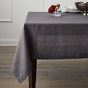 TABLECLOTH LIGHTWEIGHT COTTON Charcoal Grey Stripes