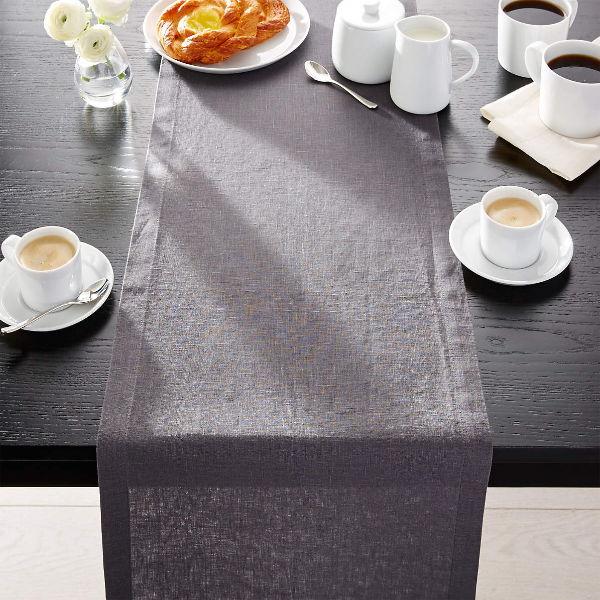 Buy Pearl Grey Solid Linen Table Runner Online - MG Maison – MG MAISON