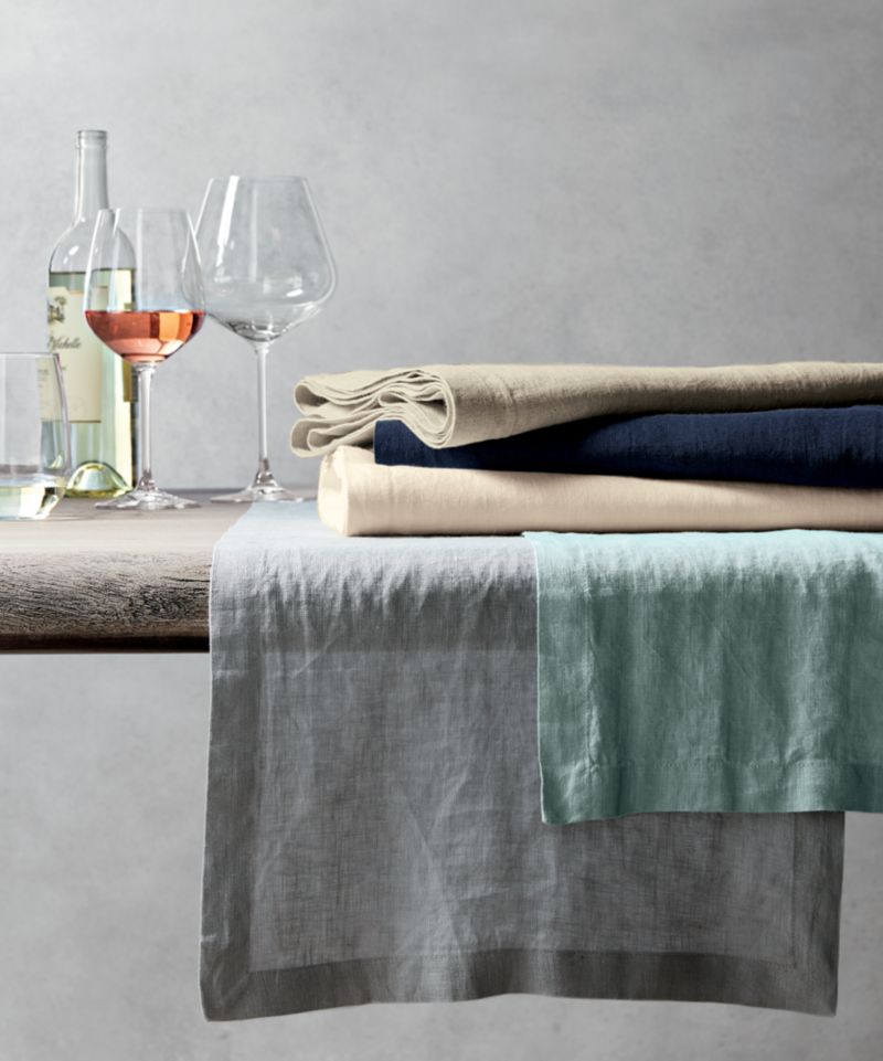 Marin Storm Grey Linen Table Runner 90" - image 2 of 4