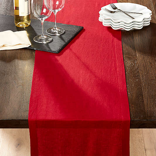 Helena Red Linen 90" Table Runner