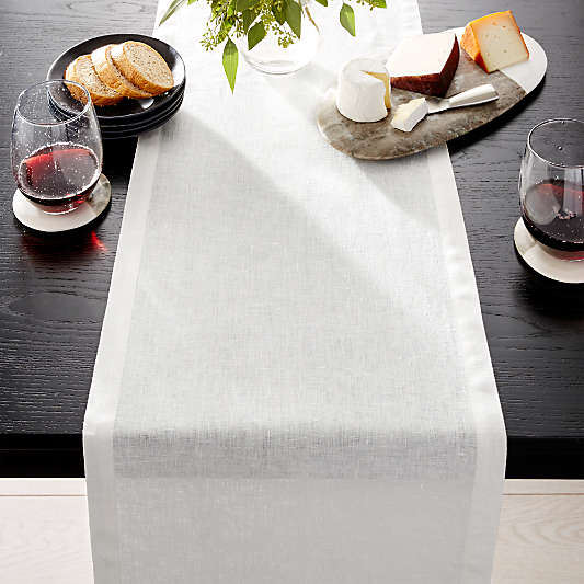 Helena Vanilla Linen 90" Table Runner