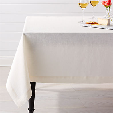 View Marin Vanilla Linen Tablecloth 60"x90" details