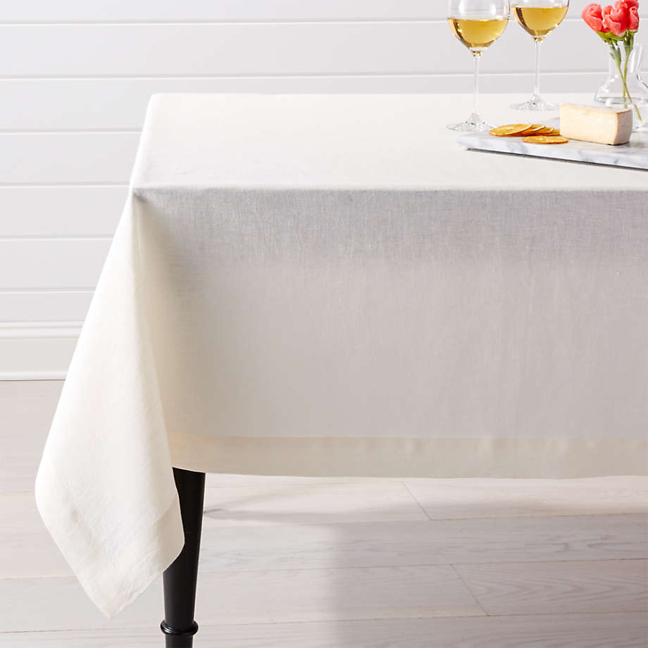 Marin Vanilla Linen Tablecloth 60"x120" + Reviews Crate and Barrel Canada