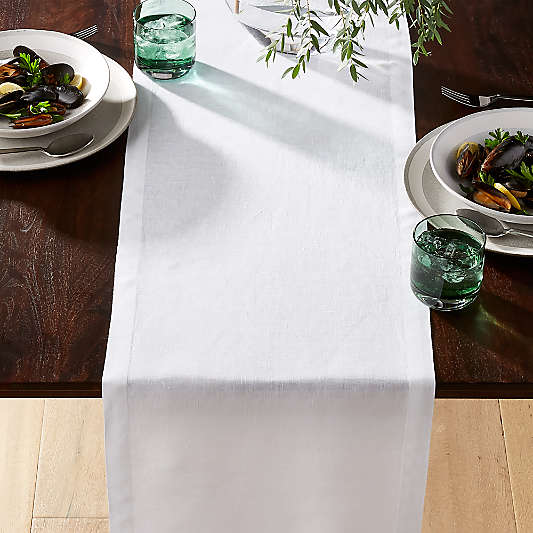 Helena White Linen Table Runner