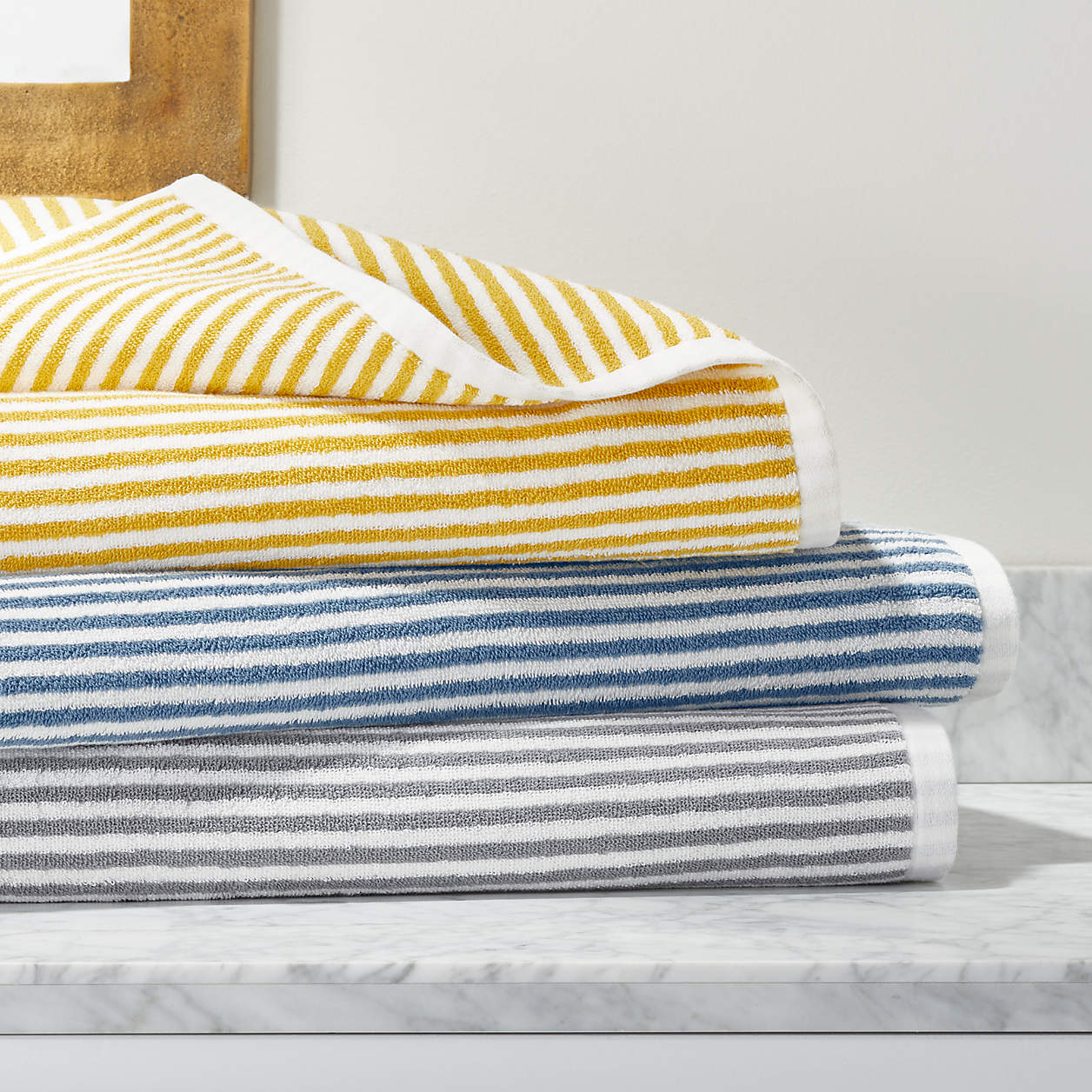 Hemi Organic Stripe Bath Towels Crate and Barrel