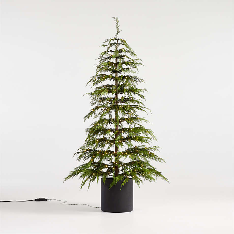 Faux Potted Hemlock Large PreLit LED Christmas Tree with White Lights