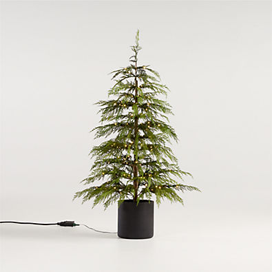 View Potted Faux Hemlock Small Pre-Lit LED Christmas Tree with White Lights 4' details